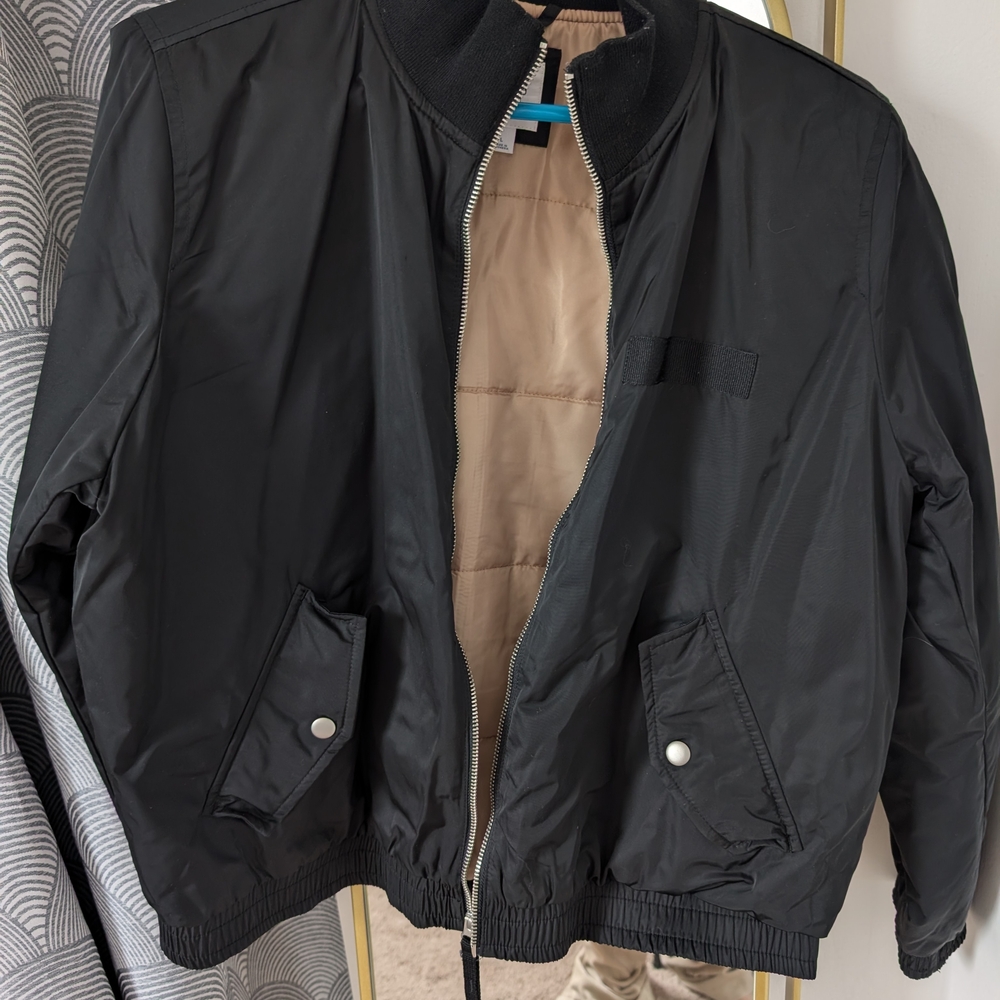 GAP Black Windbreaker Jacket with Water-Resistant Material